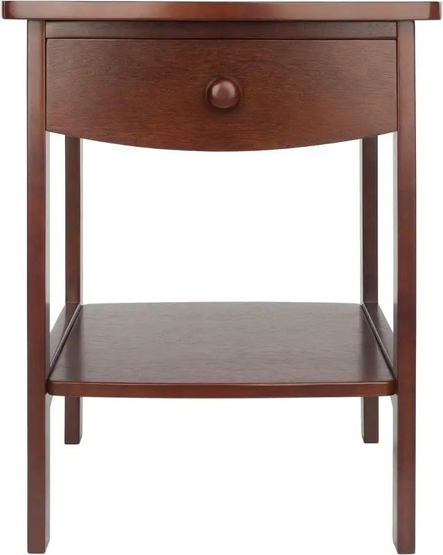 Alt view image 5 of 7 - Winsome 22 x 18 x 18-Inch Wood Curved End Table/Night Stand with One Drawer, Brown (94918)