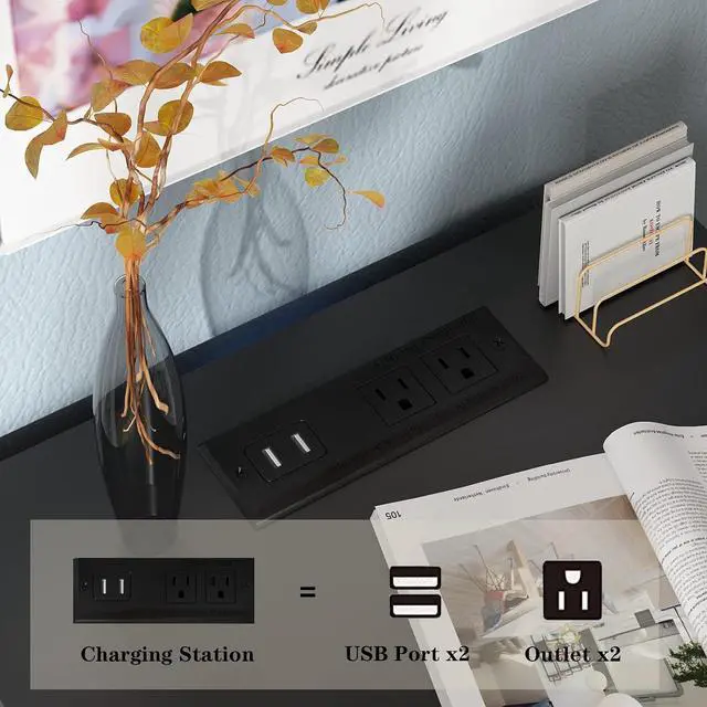 Alt view image 6 of 7 - Halitaa Black LED Nightstand with Charging Station, Side Table with 3 Drawers and Light, End Table with Open Storage, Beside Cabinet for Bedroom (Black)