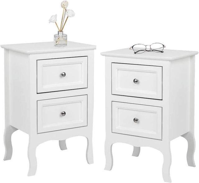 Bonnlo White Nightstand Set of 2, Nightstands with 2 Drawers, Bed Side  Table/Night Stand, Small