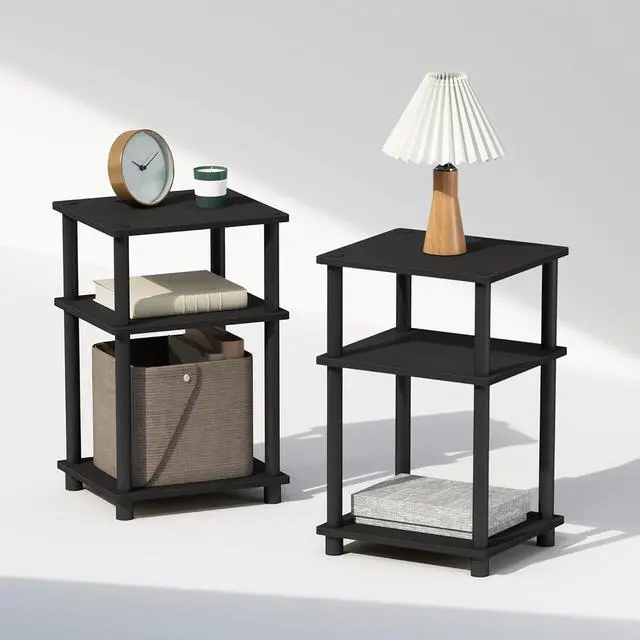 Main image of Furinno JUST Set of 2 Toolless 3-Tier Night Stand, Americano