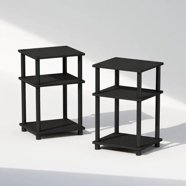 Alt view image 6 of 6 - Furinno JUST Set of 2 Toolless 3-Tier Night Stand, Americano
