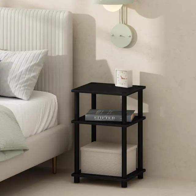 Alt view image 4 of 6 - Furinno JUST Set of 2 Toolless 3-Tier Night Stand, Americano