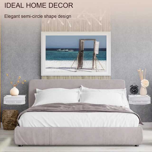Alt view image 4 of 7 - HMYHUM Acrylic Floating Nightstand Set of 2, Wall Mounted Bedside Table for Bedroom, Hanging, 8 lbs Load, 10.5" L x 10 "W x 4" H, Clear