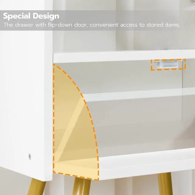 Alt view image 7 of 7 - HOOBRO Nightstand with Charging Station, Small End Table for Tight Spaces
