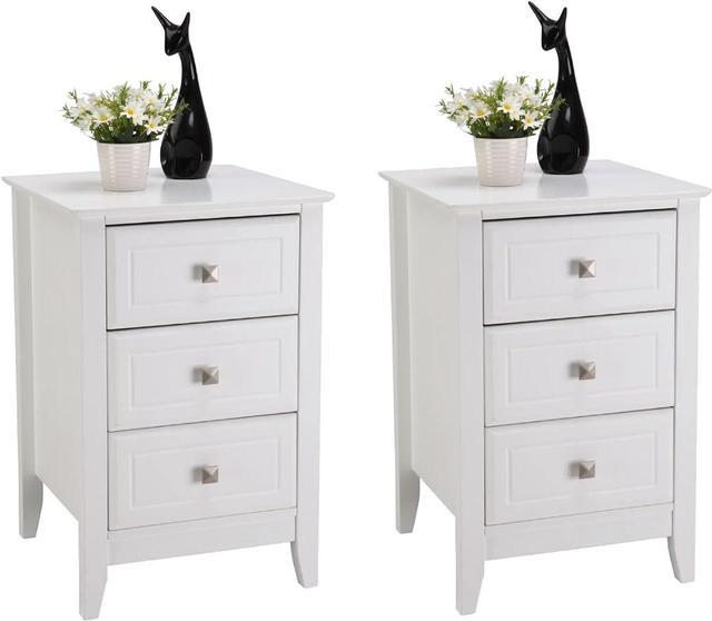 Bonnlo Upgraded White Nightstand with 3 Drawers, Modern Night Stands for  Bedrooms Set of 2, Wooden Bed Side Table/Night Stand for Small Spaces,  College Dorm, Kids Room, Living Room, 23.6in H 