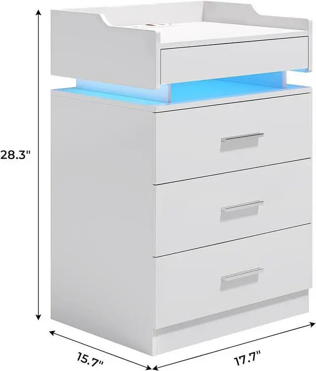 Alt view image 2 of 7 - HAUOMS White Nightstand Set of 2,Bedside Table with Drawers