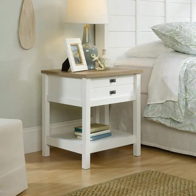 Alt view image 2 of 7 - Sauder Cottage Road Night Stand, Beside Table, End Table with Storage, in Soft White
