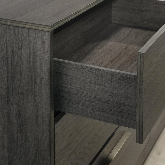 Alt view image 5 of 6 - Roundhill Furniture Loana Wood 2-Drawer Nightstand, Antique Grey