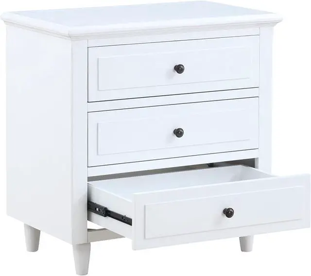 Alt view image 5 of 7 - Bellemave 3-Drawer Nightstand WoodNightstand with 3 Drawer Small Chest of Drawers,Wood Bedside Table Cabinet,Solid Wood Oversized Nightstand for Bedroom, Living Room, Hallway, Dorm.White
