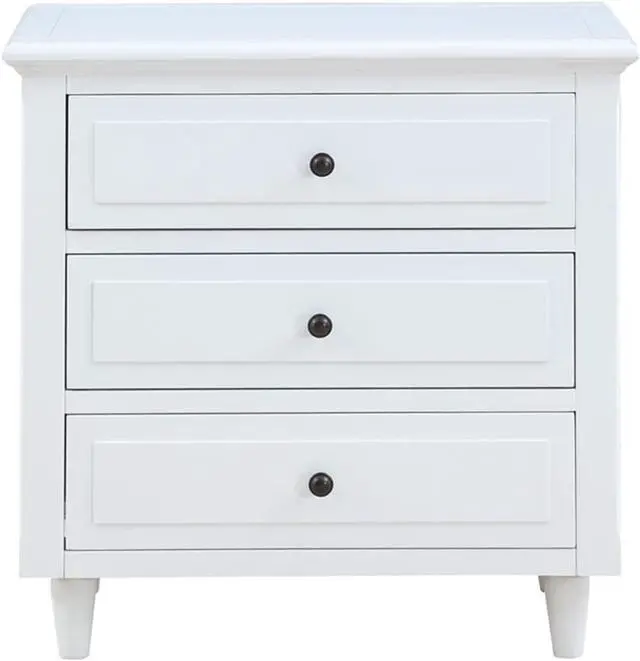 Alt view image 6 of 7 - Bellemave 3-Drawer Nightstand WoodNightstand with 3 Drawer Small Chest of Drawers,Wood Bedside Table Cabinet,Solid Wood Oversized Nightstand for Bedroom, Living Room, Hallway, Dorm.White