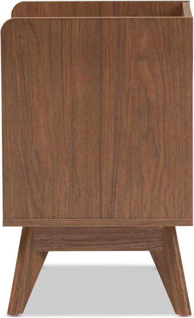 Alt view image 6 of 7 - Baxton Studio Maddy Mid-Century Modern Wood 3-Drawer Storage Nightstand, White/Walnut Brown