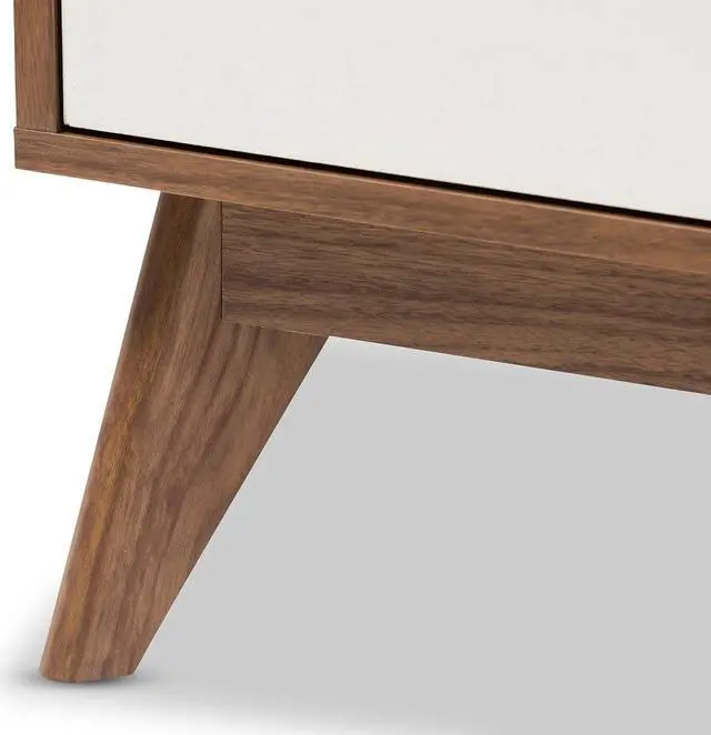 Alt view image 7 of 7 - Baxton Studio Maddy Mid-Century Modern Wood 3-Drawer Storage Nightstand, White/Walnut Brown