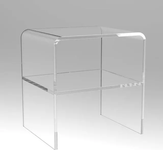 Alt view image 2 of 3 - ONELUX 1626 Acrylic Bedside nightstand with Additional Shelf,Lucite Occasional Sofa Tables, Clear