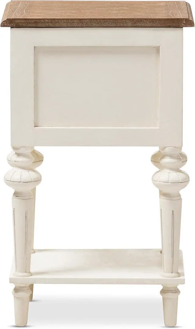 Alt view image 5 of 7 - Baxton Studio Colette Weathered Oak White Wash Distressed Two-Tone 2-Drawer 1-Shelf Nightstand