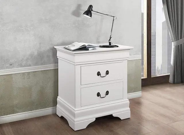 Alt view image 2 of 7 - Coaster Fine Furniture Louis Philippe 2-Drawer Nightstand White 204692