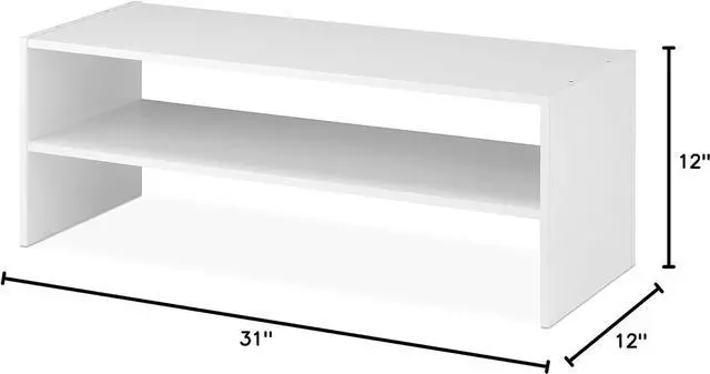 Alt view image 3 of 7 - Whitmor Stackable 31" Extra Wide 2-Shelf Storage Organizer, White