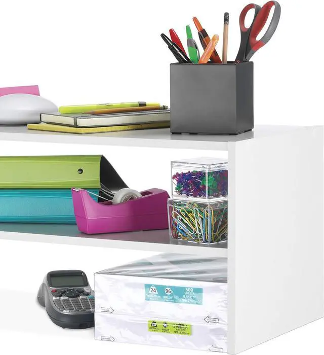 Alt view image 6 of 7 - Whitmor Stackable 31" Extra Wide 2-Shelf Storage Organizer, White