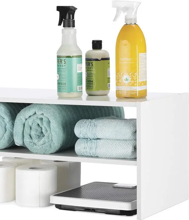 Alt view image 5 of 7 - Whitmor Stackable 31" Extra Wide 2-Shelf Storage Organizer, White