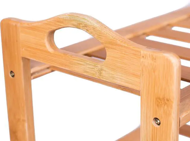 Alt view image 5 of 7 - BIRDROCK HOME 3 Tier Free Standing Shoe Rack with Handles | Bamboo | Wood | Closets and Entryway | Organizer | Fits 9 Pairs of Shoes