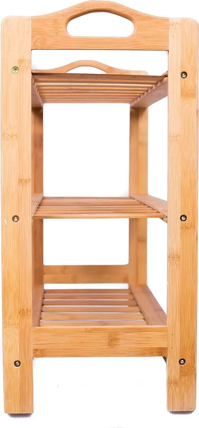 Alt view image 7 of 7 - BIRDROCK HOME 3 Tier Free Standing Shoe Rack with Handles | Bamboo | Wood | Closets and Entryway | Organizer | Fits 9 Pairs of Shoes