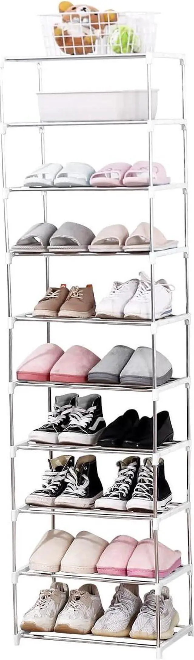 Main image of Stackable Small Shoe Rack, Entryway, Hallway and Closet (10-Tier, White)