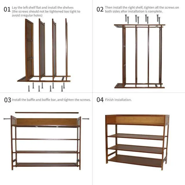 Alt view image 5 of 7 - Bamboo Shoe Rack Organizer, 4 Tier Shoe Shelf Storage Organizer, for Entryway, Hallway, and Closet (Nature-31.5)