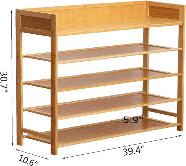Alt view image 3 of 7 - Bamboo Shoe Rack Organizer, 5 Tier Shoe shelf Storage Organizer, For Entryway, Hallway, and Closet (Nature-39.4")