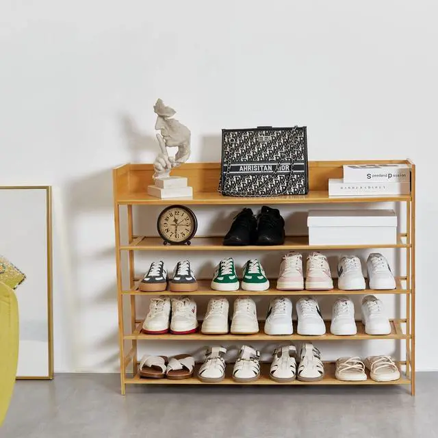 Alt view image 2 of 7 - Bamboo Shoe Rack Organizer, 5 Tier Shoe shelf Storage Organizer, For Entryway, Hallway, and Closet (Nature-39.4")
