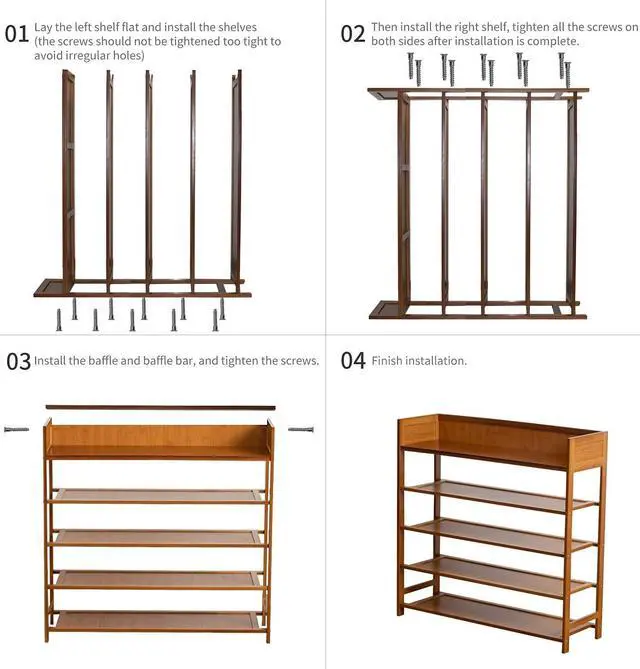 Alt view image 5 of 7 - Bamboo Shoe Rack Organizer, 5 Tier Shoe Shelf Storage Organizer, for Entryway, Hallway, and Closet (Brown-31.5)