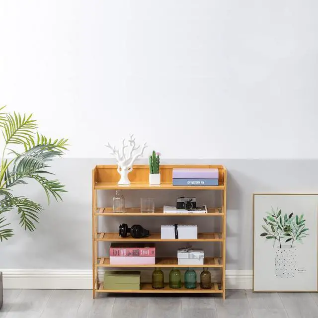 Alt view image 7 of 7 - Bamboo Shoe Rack Organizer, 5 Tier Shoe shelf Storage Organizer, For Entryway, Hallway, and Closet (Nature-39.4")