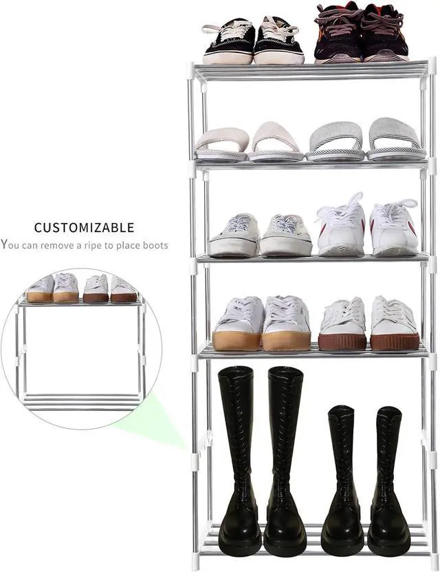 Alt view image 4 of 7 - Stackable Small Shoe Rack, Entryway, Hallway and Closet (10-Tier, White)