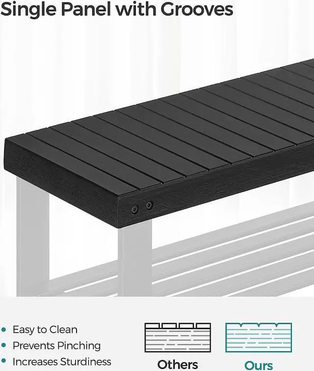 Alt view image 4 of 7 - SONGMICS Shoe Rack Bench, 3-Tier Bamboo Shoe Storage Organizer, Entryway Bench, Holds Up to 286 lb, 11.3 x 27.6 x 17.8 Inches, for Entryway Bathroom Bedroom, Ink Black ULBS04H