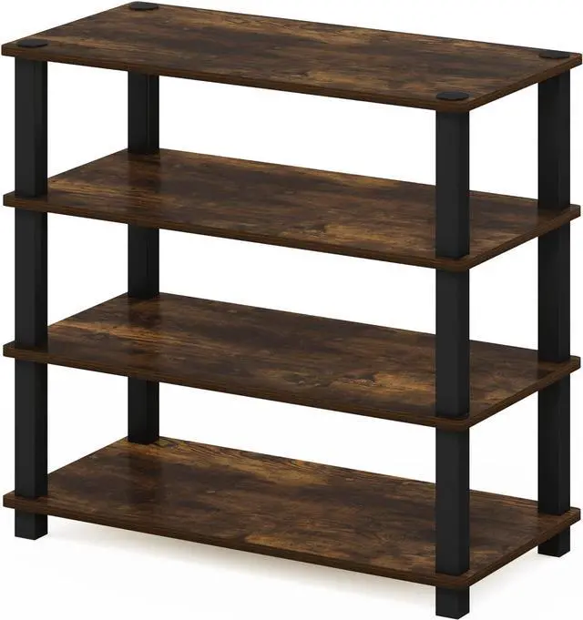 Alt view image 5 of 6 - Furinno Turn-S-Tube 4-Tier Shoe Rack, Amber Pine/Black
