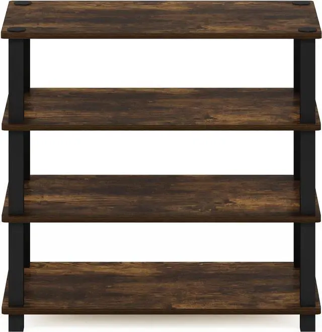 Alt view image 6 of 6 - Furinno Turn-S-Tube 4-Tier Shoe Rack, Amber Pine/Black