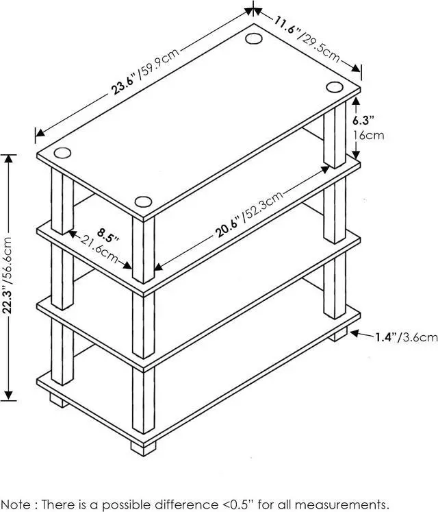 Alt view image 3 of 6 - Furinno Turn-S-Tube 4-Tier Shoe Rack, Amber Pine/Black