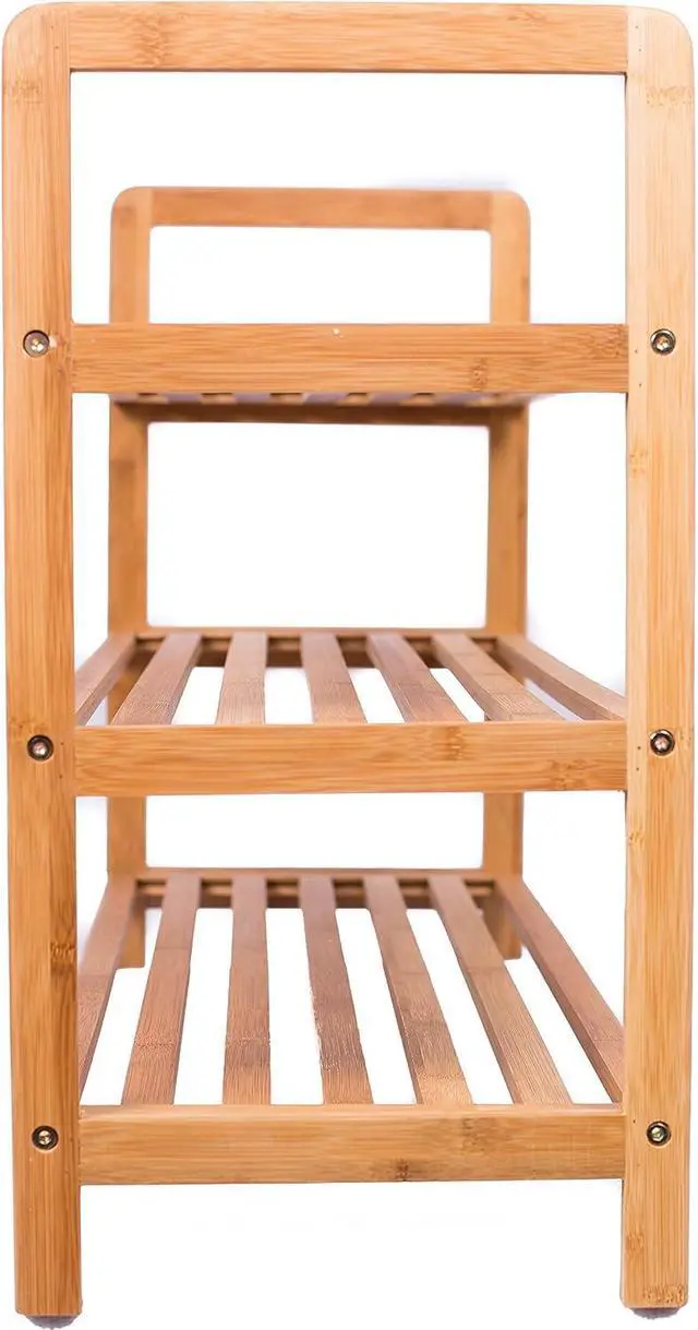 Alt view image 7 of 7 - BIRDROCK HOME Bamboo Shoe Rack Organizer for Entryway, Closet, or Front Door - Stackable Wooden Storage Shelf for Small Spaces, Indoor or Outdoor, Decorative Brown Madera - Elegant, Simple - 3 Tier