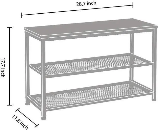 Alt view image 3 of 7 - Shoe Bench, 3-Tier Engineered Wood Shoe Rack, Placement Shelves with Seat for Entryway, Living Room and Hallway