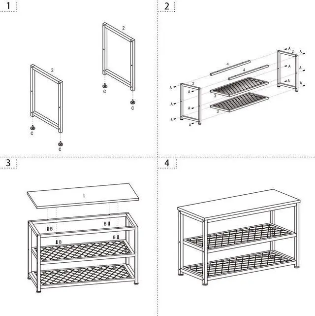 Alt view image 7 of 7 - Shoe Bench, 3-Tier Engineered Wood Shoe Rack, Placement Shelves with Seat for Entryway, Living Room and Hallway