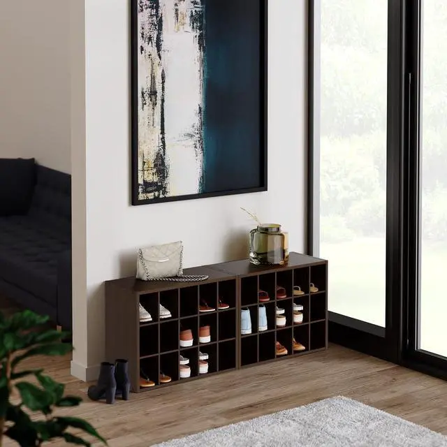 Alt view image 4 of 7 - ClosetMaid 15 Cube Stackable Storage Organizer for Shoes, Bags, Crafts, Hobbies with Wood Shelves, for Closet, Entryway or Mudroom, Espresso