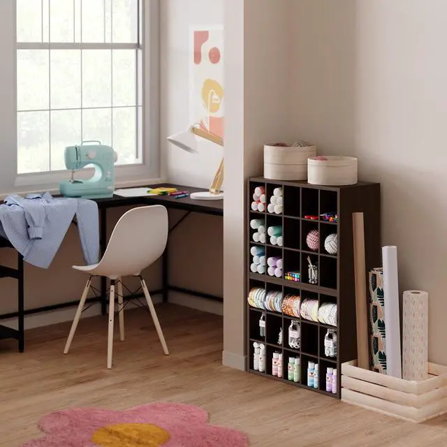Alt view image 6 of 7 - ClosetMaid 15 Cube Stackable Storage Organizer for Shoes, Bags, Crafts, Hobbies with Wood Shelves, for Closet, Entryway or Mudroom, Espresso