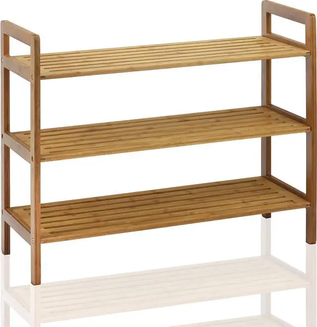 Alt view image 5 of 5 - Oceanstar 3-Tier Bamboo Shoe Rack, Natural