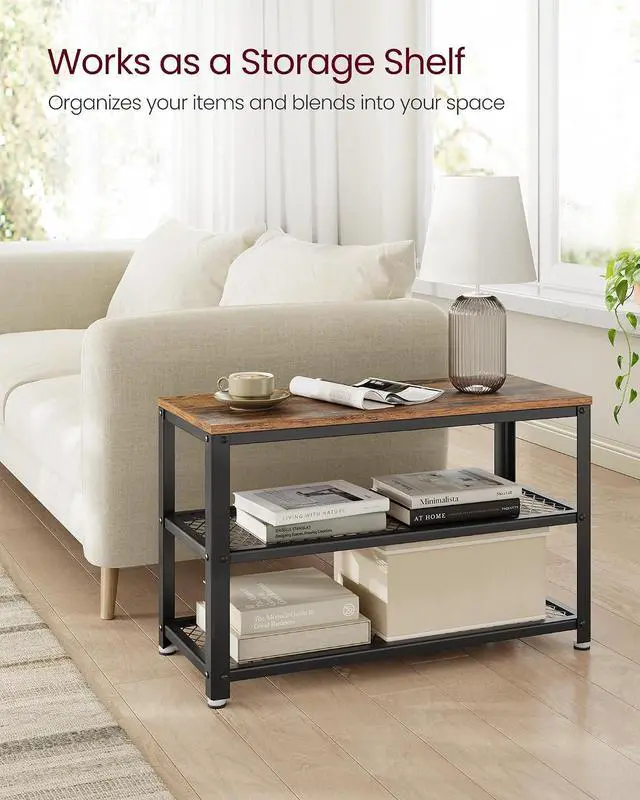 Alt view image 7 of 7 - VASAGLE 3-Tier Shoe Rack, Storage Bench with Metal Mesh Shelves and Seat