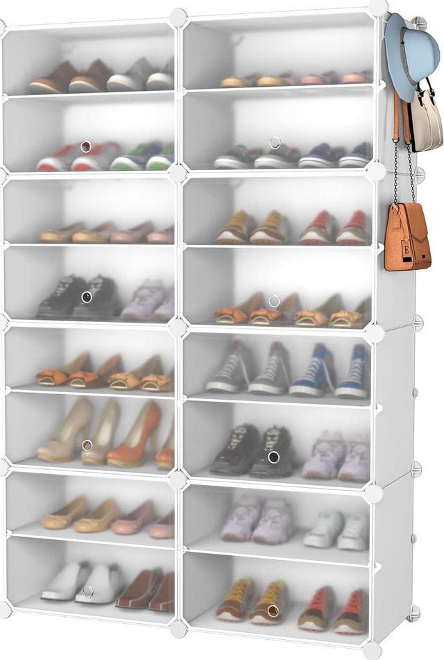HOMIDEC 8-Tier Shoe Organizer for Closet, 32-Pair Shoe Storage Cabinet,  White, Metal 