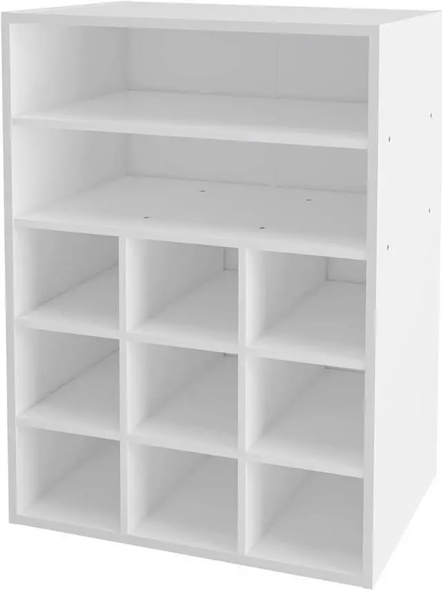 Main image of HAIOOU Shoe Cubby, 9-Cube Stackable Wood Shoe Rack Organizer 24 Inch, White