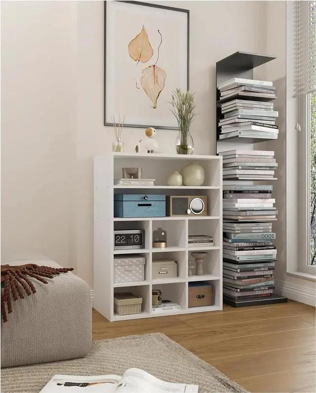 Alt view image 2 of 7 - HAIOOU Shoe Cubby, 9-Cube Stackable Wood Shoe Rack Organizer 24 Inch, White