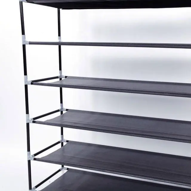 Alt view image 5 of 7 - GREEF Classics 10-Tier 50-Pair Shoe Rack Organizer Sturdy Metal Storage Shelf for Bedroom, Closet, Entryway, Dorm Room, Non Woven Fabric (Black)