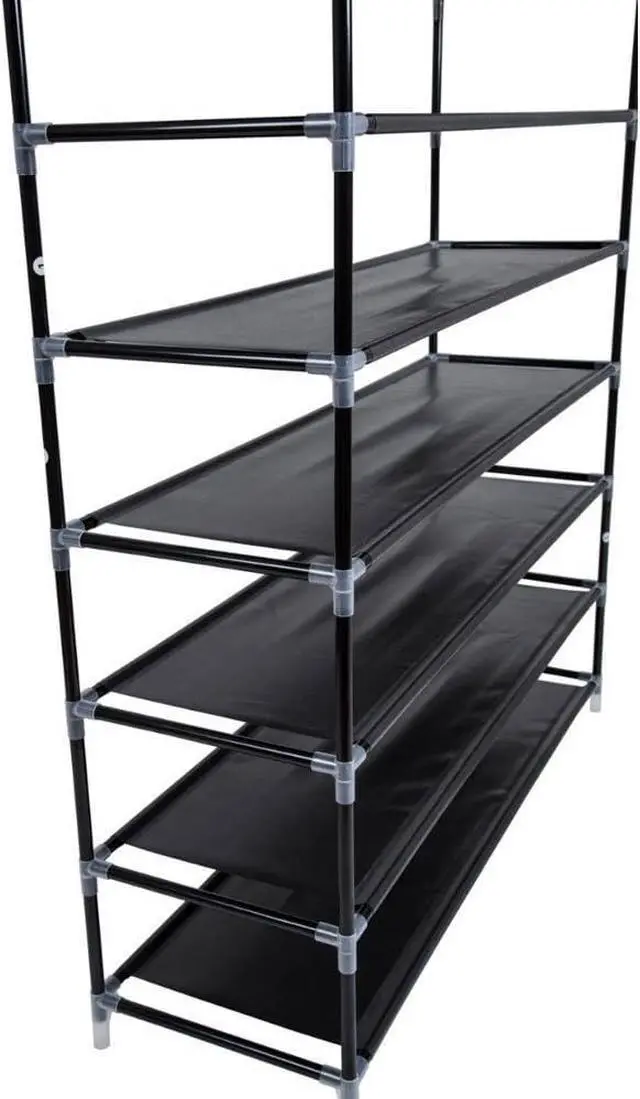 Alt view image 6 of 7 - GREEF Classics 10-Tier 50-Pair Shoe Rack Organizer Sturdy Metal Storage Shelf for Bedroom, Closet, Entryway, Dorm Room, Non Woven Fabric (Black)