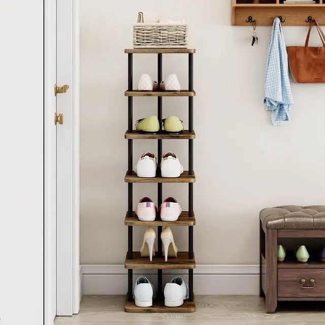 Alt view image 2 of 6 - AZERPIAN Shoe Rack Storage Vertical Narrow Shoe Organizer Shelf 7 Tier