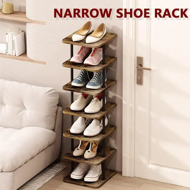Alt view image 5 of 6 - AZERPIAN Shoe Rack Storage Vertical Narrow Shoe Organizer Shelf 7 Tier