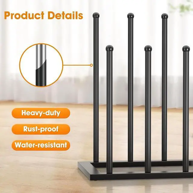 Alt view image 2 of 6 - Urban Deco Free Standing Shoe Racks, Boot Organizer for Tall Boots, Black Metal Boot Rack Fit for 8 Pairs, Shoe Organizer for Dorm Room, Closet, Entryway (Black-8pairs)